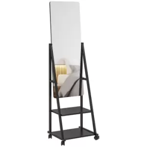 Image of Movable Full Length Mirror Adjustable Full Body Mirror with 2 Shelves