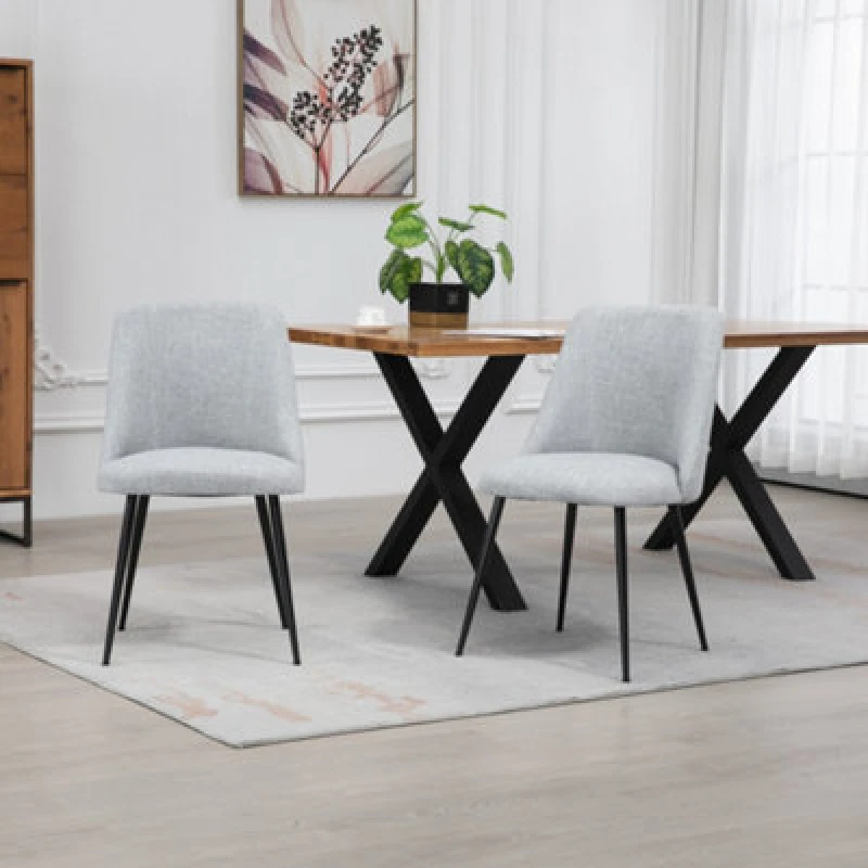 Image of Artemis Home Set of 2 Morandi Fabric Dining Chairs - Set of 2 in Light Grey Light Grey Unisex