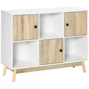 Image of Homcom Bookcase Display Cabinet With 6 Storage Cubes For Living Room Natural