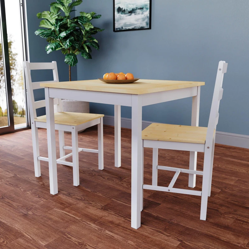 Image of Lassic Vida Designs Yorkshire 2 Seater Dining Set White & Pine unisex 2 Seater