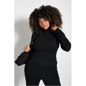 Image of I Saw It First Plus Size Structured Rib Long Sleeve Roll Neck Bodysuit - Black