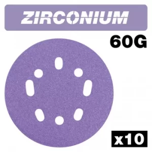 image of Trend Zirconium Random Orbital Sanding Disc 125mm 125mm 60g Pack of 10