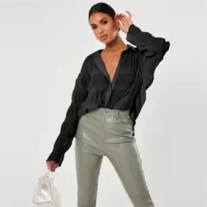 Missguided Crinkle Extreme Oversized Shirt - Black