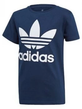 Image of Boys, adidas Originals Childrens Trefoil T-Shirt - Navy, Size 11-12 Years