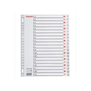 image of Esselte 100004 A4 A-Z Plastic Index Dividers Grey (23 holes)