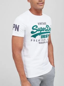 image of Superdry Vintage Label Core T-Shirt - White, Size L, Men