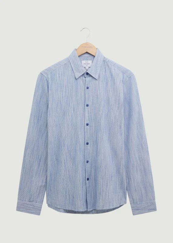 Image of Peter Werth Mens Mallett LS Shirt in Blue Size: Small Blue Male S