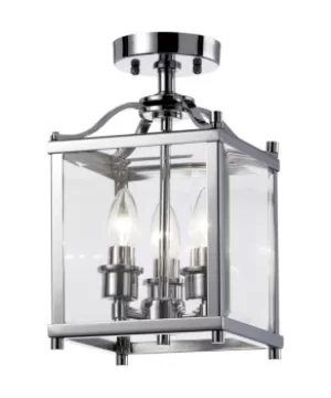 Image of Aston Semi Flush Ceiling 3 Light Polished Chrome, Glass