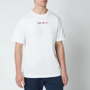 Image of Tommy Jeans Mens Linear Logo T-Shirt - White - L