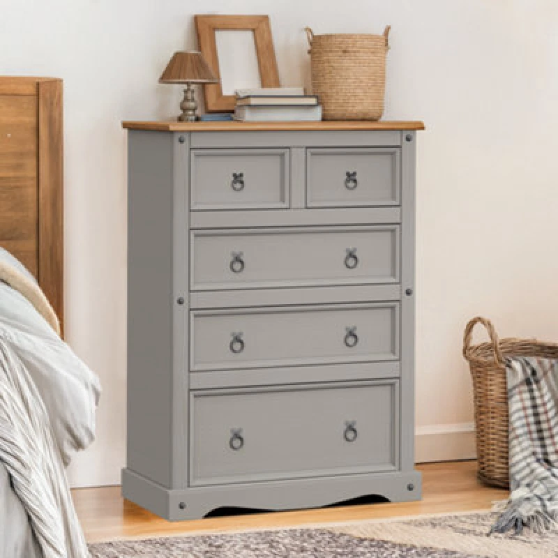 Image of MERCERS FURNITURE Corona Grey Wax Compact 2+3 Chest 5060765291254