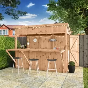 Image of Waltons Pressure Treated Shiplap Pent Wooden Garden Bar - 9 x 4 Premium with Shutter Pack