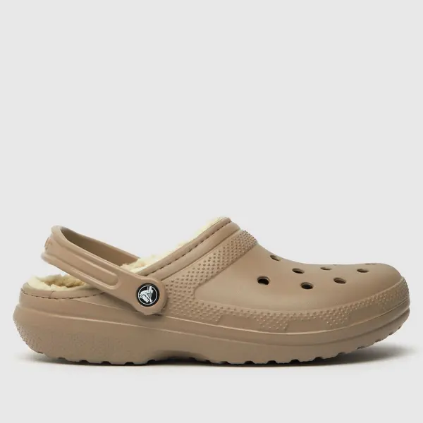 image of Crocs classic lined clog sandals in beige & brown Beige/Brown UK 7 (EU 42)