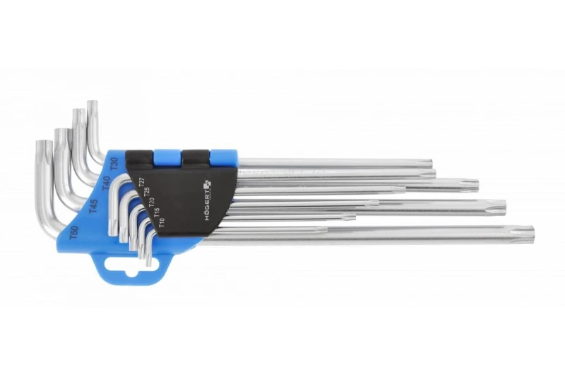 Image of Hogert Technik HT1W810 Angled Screwdriver Set Spanner Size: TT50, Chrome Vanadium Steel, Number of tools: 9 Chrome Vanadium Steel Angled Screwdriver S