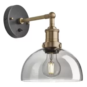 Image of Industville Brooklyn 8" Tinted Glass Dome Pendant / Smoke Grey Tinted Glass and Pewter Holder