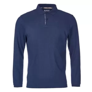 Barbour Mens Long Sleeve Sports Polo Navy Small