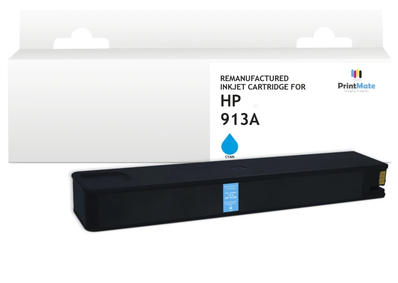 Image of PrintMate HP 913A. remanufactured ink cartridge. Cyan 3200p