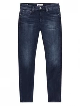 Image of Calvin Klein Jeans CK Jeans Slim Taper Fit Jeans - Dark Denim, Dark Denim, Size 32, Length Regular, Men