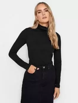 Image of Long Tall Sally Black Jersey Roll Neck Top, Black, Size 10, Women