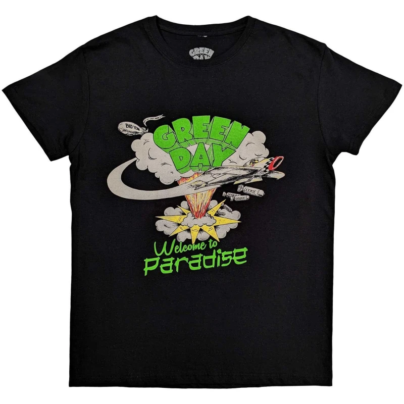 Image of green day Green Day Men Welcome To Paradise T-Shirt in Black Size: large Black L Male 5063238504011