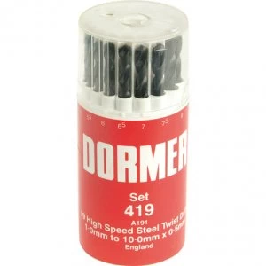 image of Dormer A191-419 19 Piece HSS Jobber Drill Bit Set