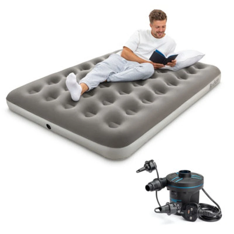 Image of Bestway Camping Double Airbed With Electric Pump, Portable Inflatable Mattress