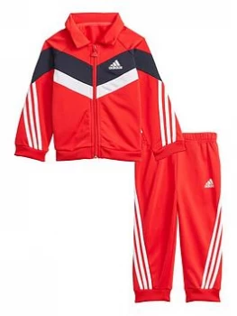 Image of Boys, adidas Infant Unisex Future Icons Shiny Tracksuit - Red/Navy, Red/Navy, Size 18-24 Months