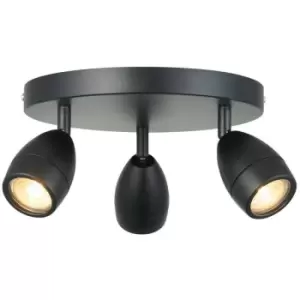 image of Endon Porto Bathroom Round Spotlight, Matt Black, Glass, IP44