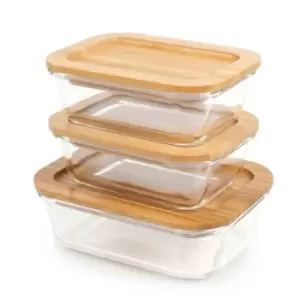 Image of Homiu 3 Piece Glass Containers With Lid