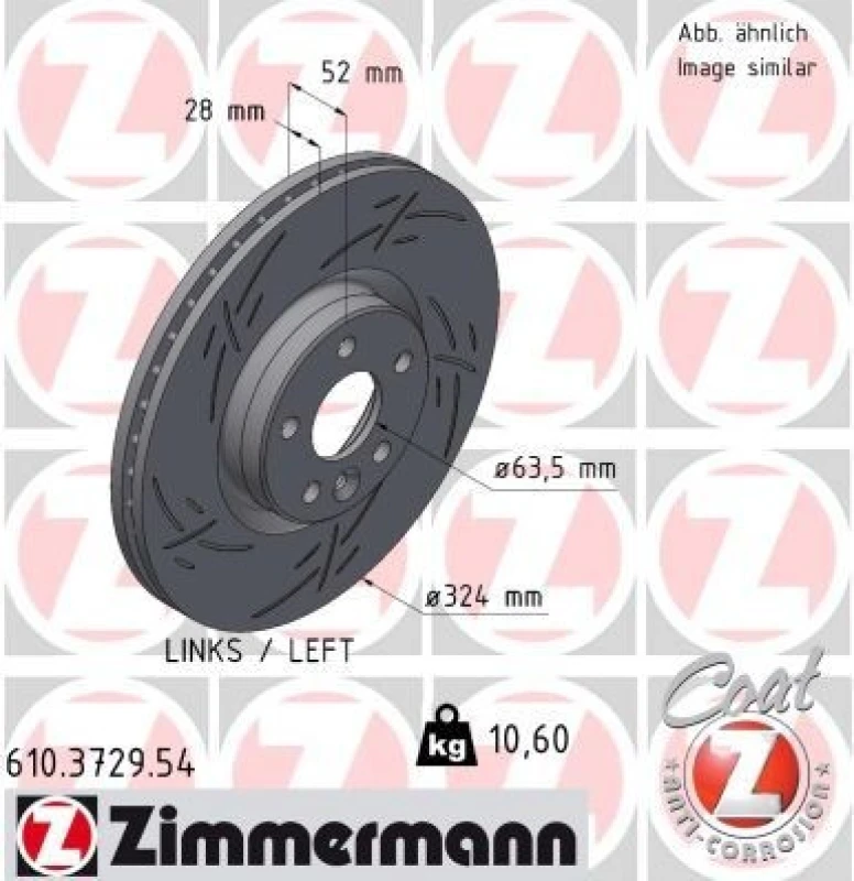 Image of ZIMMERMANN Brake disc ZIMMERMANN 610.3729.54