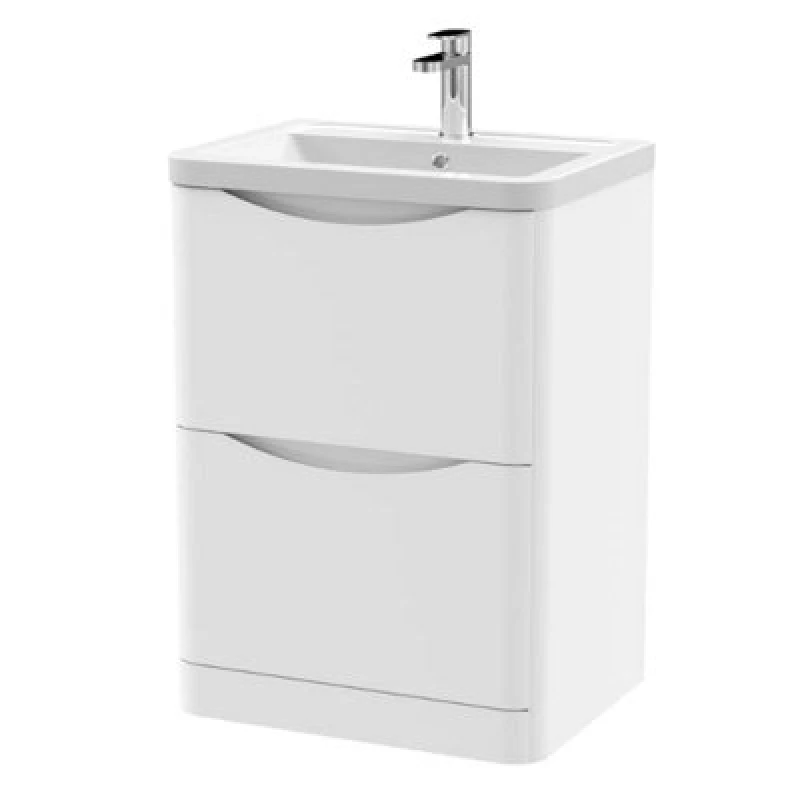 Image of NUIE Nuie - Lunar Satin Green 600mm 2 Drawer Vanity Unit and Ceramic Basin - LUN801A LUN801A