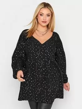 Image of Yours Rainbow Foil Star Blouse - Black, Size 16, Women