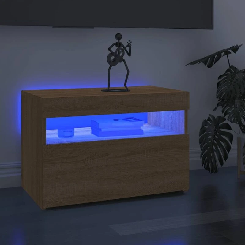 Image of VIDAXL TV Cabinet with LED Lights Sonoma Oak 60x35x40cm Vidaxl 8720286218259