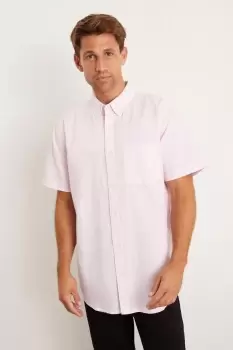 Image of Pink Short Sleeve Plus And Tall Oxford Shirt
