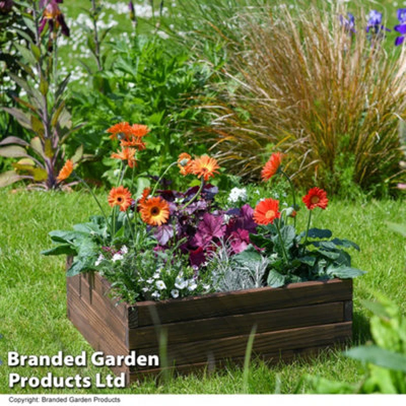 Image of Garden Gear Wooden Raised Garden Planter Treated Fir Wood Outdoor Flower Trough Herb Vegetable Bed (Small 60X60Cm)