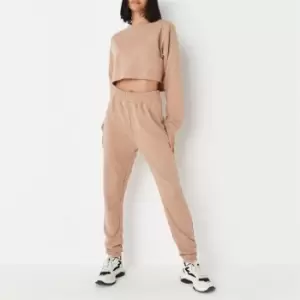 Missguided Tall Crop Sweatshirt And Joggers Co Ord Set - Neutral