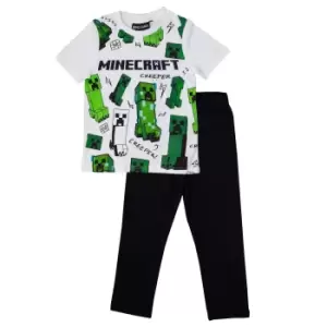 Image of Minecraft Boys Glitching Creeper Pyjama Set (10-11 Years) (Black/White/Green)
