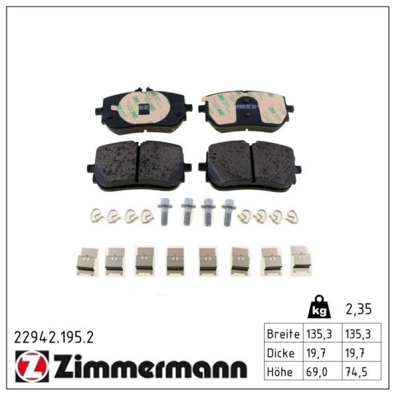 Image of ZIMMERMANN Brake pad set ZIMMERMANN 22942.195.2