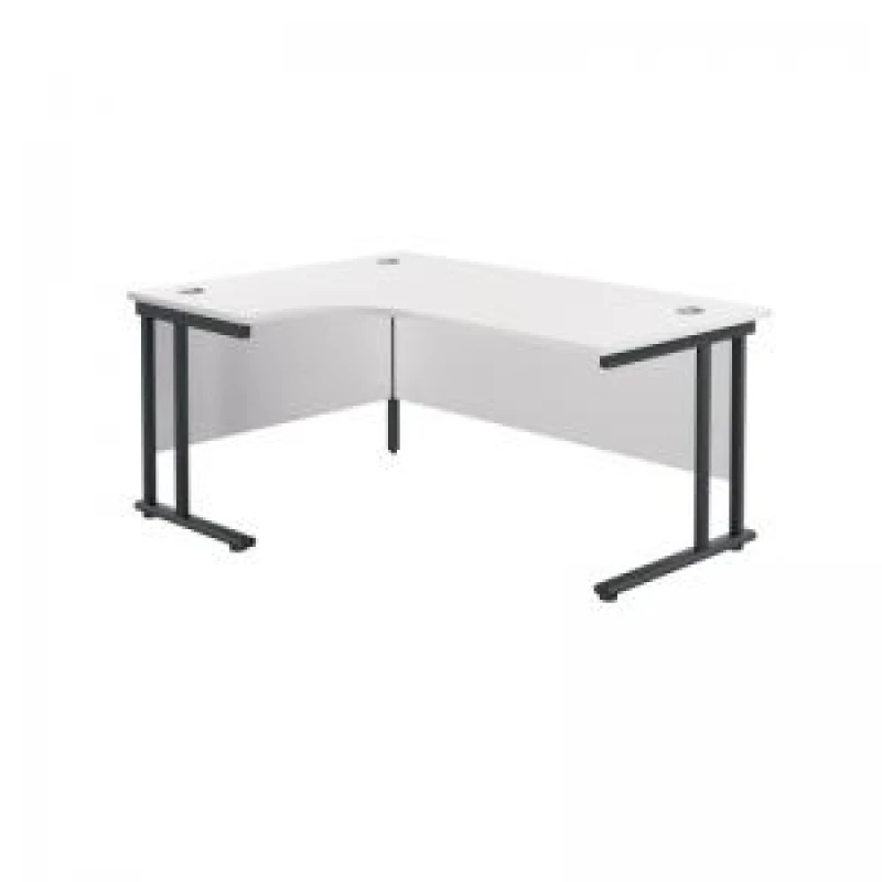 Image of Jemini Radial Left Hand Double Upright Cantilever Desk 1600x1200x730mm White/Black KF820420
