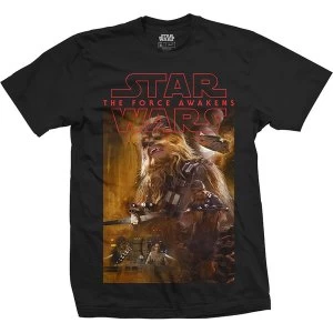 Image of Star Wars - Episode VII Chewbacca Composition Unisex Large T-Shirt - Black