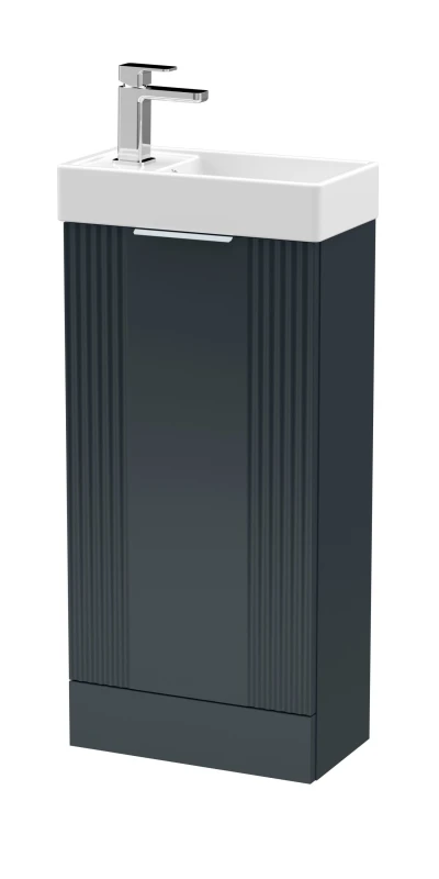 Image of Balterley Retro Floor Standing Bathroom Vanity Basin Unit - 400mm - Dark Grey Grey Unisex