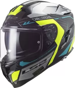 Image of LS2 FF327 Challenger Thorn Carbon Helmet, black-yellow, Size 2XL, black-yellow, Size 2XL