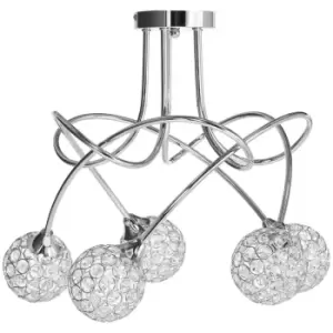 image of HOMCOM Chandelier Ceiling Light Pendant Light With 5 Globe Lampshades Silver