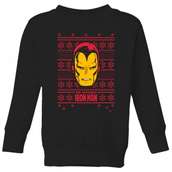 image of Marvel Iron Man Face Kids Christmas Sweatshirt - Black - 7-8 Years