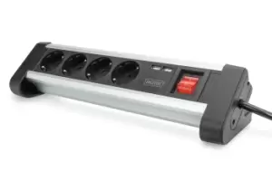 image of Digitus 4-way office socket strip with 2x USB ports