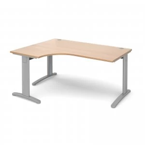 image of TR10 Deluxe Left Hand Ergonomic Desk 1600mm - Silver Frame Beech Top