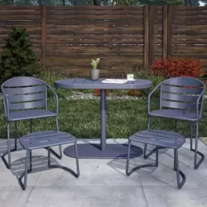 Image of Metro Retro 5 Piece Patio Nesting Bistro Set Grey