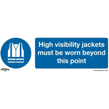 image of SS9V10 Mandatory Safety Sign - High Visibility Jackets Must Be Worn Beyond This Point - Self-Adhesive Vinyl - Pack of 10 - Sealey