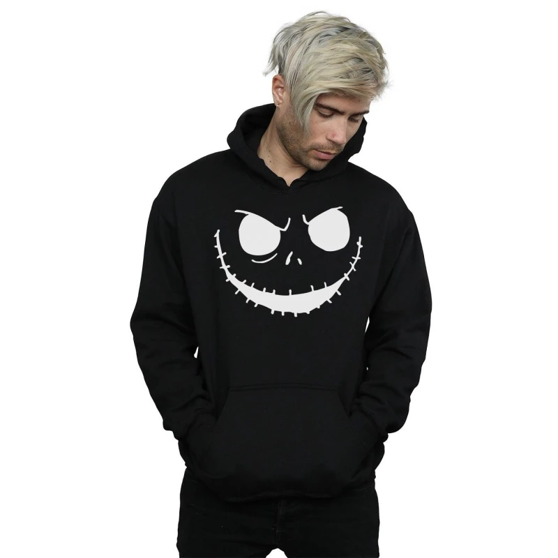 Image of Disney Men Nightmare Before Christmas Jack's Face Bold Hoodie in Black Size: Small Black S Male 5059400498820