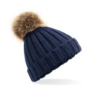 Image of Beechfield Junior Unisex PomPom Chunky Beanie (One Size) (Navy Blue)
