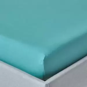 Image of HOMESCAPES Teal Egyptian Cotton Fitted Sheet 200 Thread Count, Super King - Teal - Teal